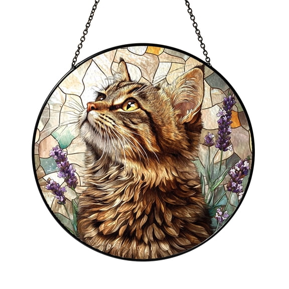 Pet Portrait Inspired Stained Glass Window Hanging – Decorative Glass Style Art