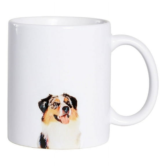 Pet Portrait White Ceramic Mug - I Love Austrialian Shepherds