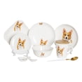 thumbnail image 1 of Pet Portrait White Porcelain Dinnerware 11-Piece Set - Corgi, 1 of 9