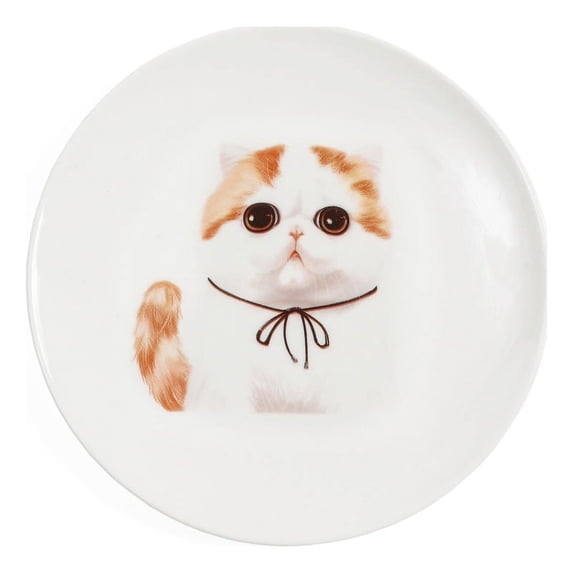 Pet Portrait White Porcelain Middle Print 8" Plate Set - I Love Exotic Shorthair