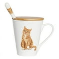 thumbnail image 1 of Pet Portrait White Porcelain Water Cup with Lid & Spoon - I Love Orange Tabbies, 1 of 7