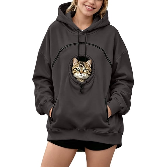 Pet Pouch Hoodie Cat Dog Carrier Hoodies with Pull Side Zip Pockets Hooded Sweatshirts for Puppy Kitten Holder