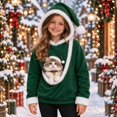 thumbnail image 1 of Pet Pouch Hoodie for Kids Girls Boys Oversized Pet Carrier Kangaroo Pocket Pullover Tops Soft Fleece Hoodie with Dog Pouch Animal Holder Warm Winter Hoodie Sweatshirts, 1 of 6