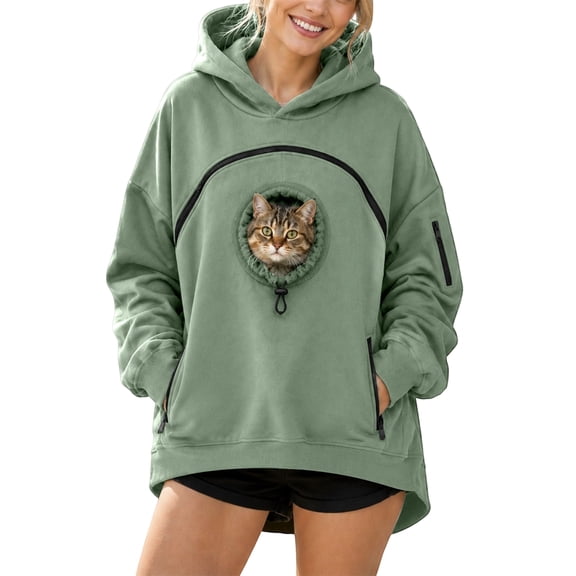 Pet Pouch Hoodie with Pouch Pull Pocket for Dogs & Snack Hoodies, Sweatshirt with Dog Pouch Side Zip Pocket Kangaroo Front Dog & Cat Carrier Sweatshirts 2XL