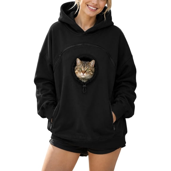 Pet Pouch Hoodie with Pouch Pull Pocket for Dogs & Snack Hoodies, Sweatshirt with Dog Pouch Side Zip Pocket Kangaroo Front Dog & Cat Carrier Sweatshirts L