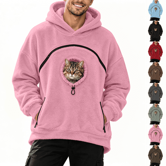 Pet Pouch Hoodie With Pocket For Dogs Cat Snack Hoodies Pink S