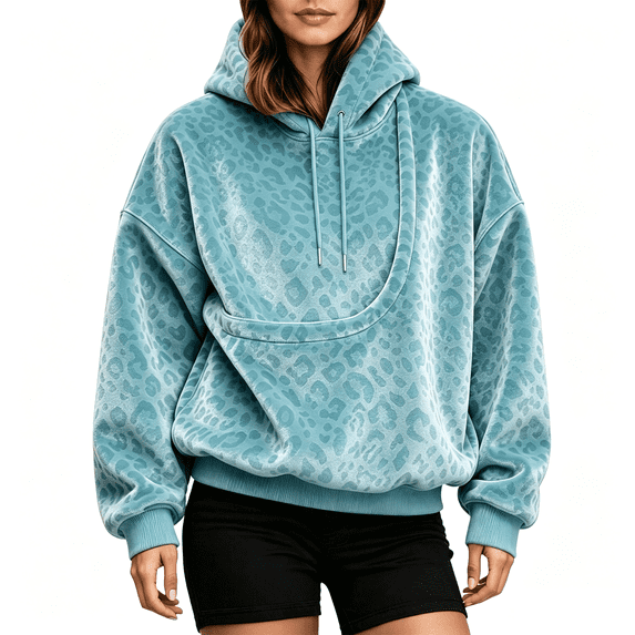 Pet Pouch Hoodie for Women Fleece Kangaroo Pocket Sweatshirt Oversized Sweatshirt with Dog Pouch Front Carry Pouch Cat Dogpouch Pullover with Large Pocket