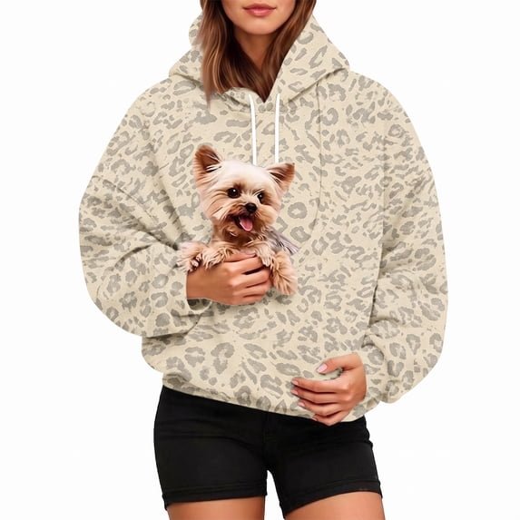 Pet Pouch Hoodie for Women Cat Dog Carrier Hoodies Carrying Pet Pocket for Dogs & Snack Hoodies Pet Carrier Pullover