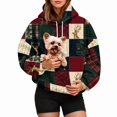 thumbnail image 1 of Pet Pouch Hoodie for Women, Christmas Reindeer Patchwork Pullover Sweatshirt with Cuddle Pouch Dog Carrier Pocket, 1 of 5