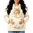 thumbnail image 1 of Pet Pouch Hoodie for Women, Sherpa Fleece Pet Carrier Hoodie with Zippered Kangaroo Pouch, Oversized Warm Sweatshirt with Side Pockets, 1 of 7