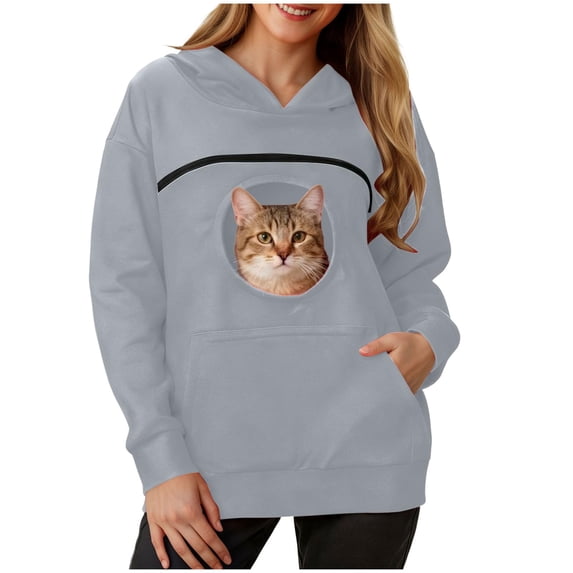 Pet Pouch Hoodie for Women with Kangaroo Pocket,Cat Dog Carrier Hoodies,Winter Warm Fleece Pullover Soft Lightweight Sweatshirts for Pet Animal Lover