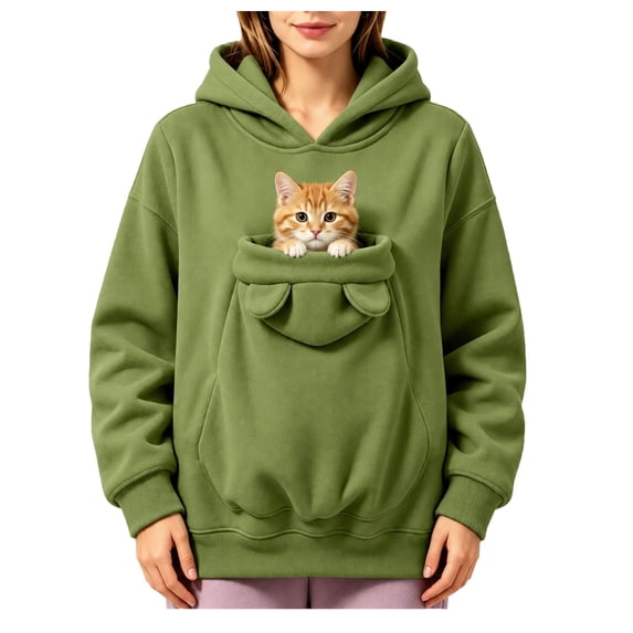 Pet Pouch Hoodie with Pouch Pull Pocket Pet Pouch Hoodie for Women Cat Dog Carrier Hoodies Carrying Pet Pocket Dog Sweatshirt