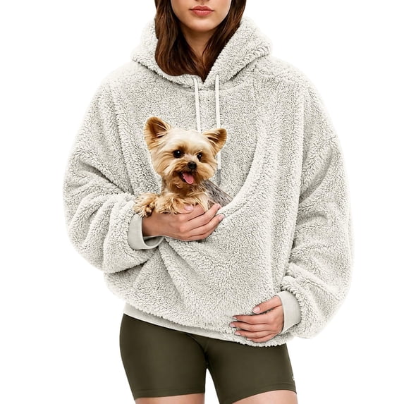 Pet Pouch Hoodies,Cat and Dog Pouch Hoodie Sweatshirt Oversized Fall Winter Casual Comfy Pullover with Large Pockets XL