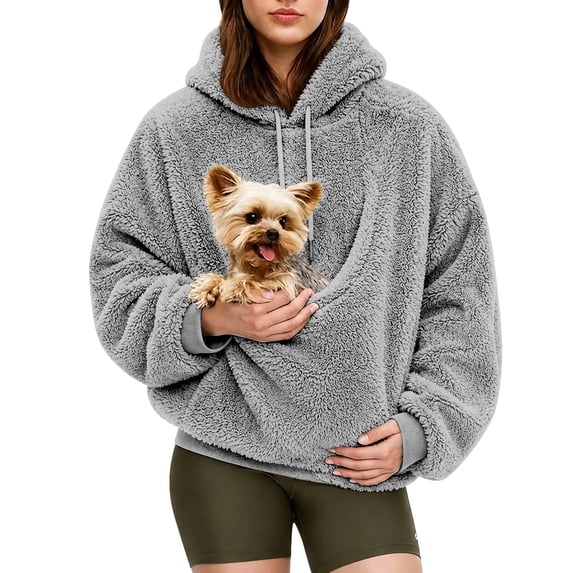 Pet Pouch Hoodies,Cat and Dog Pouch Hoodie Sweatshirt Oversized Fall Winter Casual Comfy Pullover with Large Pockets XL