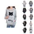 thumbnail image 1 of Pet Pouch Hoodies for Women Fall Winter Long Sleeve Cat Carrier Hooded Sweatshirt Kitten Pouch Pullover Tops, 1 of 8