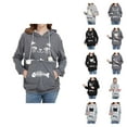 thumbnail image 1 of Pet Pouch Hoodies for Women Fall Winter Long Sleeve Cat Carrier Hooded Sweatshirt Kitten Pouch Pullover Tops, 1 of 8