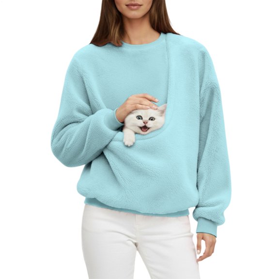 Pet Pouch Sweatshirt Fleece Women's Kangaroo Pocket Dog Pouch Sweatshirts Pet Carrier for Leisure Travel