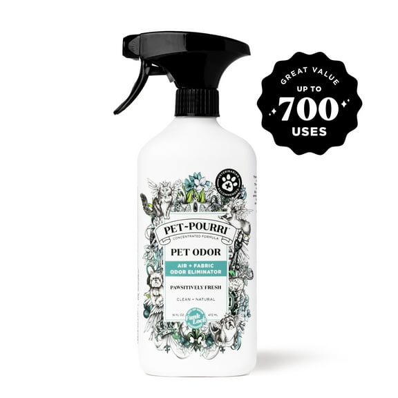 Pet-Pourri Pet Odor Air + Fabric Odor Freshener Spray, Pawsitively Fresh, 16 fl oz