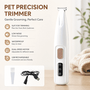 Pet Precision Trimmer, Dog Paw Trimmer with LED Light, Low Noise, Waterproof, Dual-Speed Motor, Suit for Trimming Paw, Ear, Face, Butt, Eyebrows, USB Rechageble