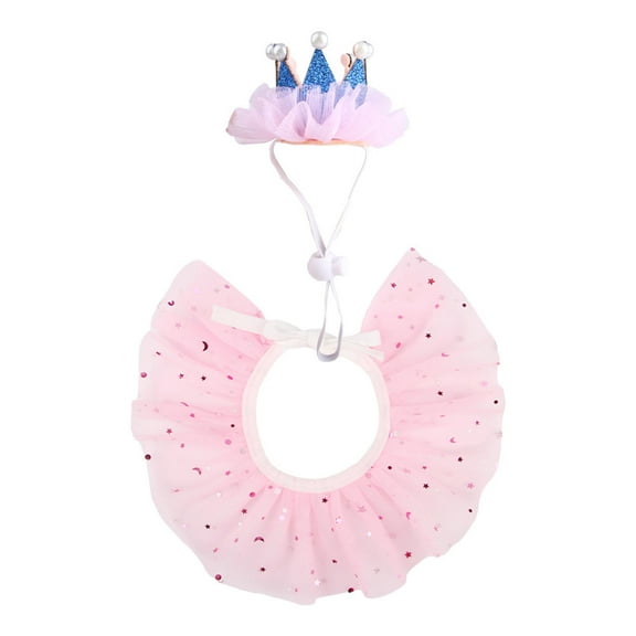 Gorgeous Princess Crowns Pet Headwear Photo Props with Collar for Cats and Dogs for Holiday Photoshoots and Parties
