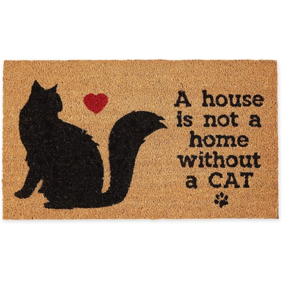 Pet Print Collection Natural Coir Doormat, 17x29, Not A Home w/o A Cat