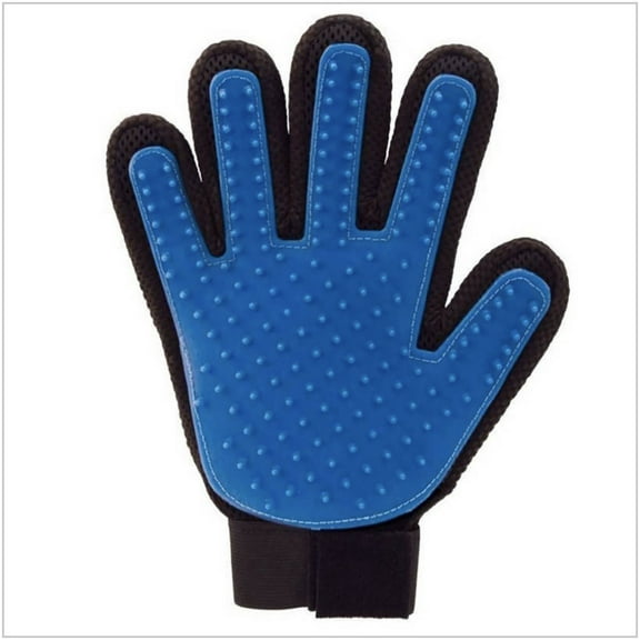 Pet Pro - Deluxe Pet Dog Grooming Glove Remove Pet Hair Dirt Fur Dander Five Finger Design - Blue