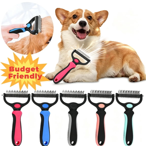 Pet Pro Grooming Tool, Dematting Comb for Dogs and Cats, Deshedding Dog Brush, Undercoat Rake for Dogs, Removes Tangles Knots and Loose Fur, Grooming Tool for Thick Coats