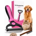thumbnail image 1 of Pet Pro Grooming Tool, Deshedding Dog Brush Undercoat Rake Double Sided Cat Brushes Long Hair Dematting Comb Professional Extra-Wide Stainless Steel Teeth Supplies for Matted Fur on Cats Dogs, 1 of 8