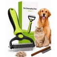 thumbnail image 1 of Pet Pro Grooming Tool, Deshedding Dog Brush Undercoat Rake Double Sided Cat Brushes Long Hair Dematting Comb Professional Extra-Wide Stainless Steel Teeth Supplies for Matted Fur on Cats Dogs, 1 of 8