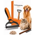 thumbnail image 1 of Pet Pro Grooming Tool, Deshedding Dog Brush Undercoat Rake Double Sided Cat Brushes Long Hair Dematting Comb Professional Extra-Wide Stainless Steel Teeth Supplies for Matted Fur on Cats Dogs, 1 of 8