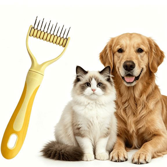 The Pet Pro Grooming Tool for Dogs & Cats, Small Portable Fine-Tooth Stainless Steel Deshedding Comb, for Precise Detangling, Grooming, Brushing & Removing Knots, Mats and Tangles