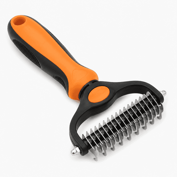 Pet Grooming Brush, Double-Sided Dematting Comb and Undercoat Rake, Gentle Rounded Teeth, Shedding Control, Easy Clean, for Long Haired Pets