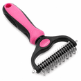 thumbnail image 1 of Pet Pro Grooming Tool, Double-Sided Dematting Comb and Undercoat Rake, Rounded Teeth, Ergonomic Handle for Long Haired Pets, 1 of 8