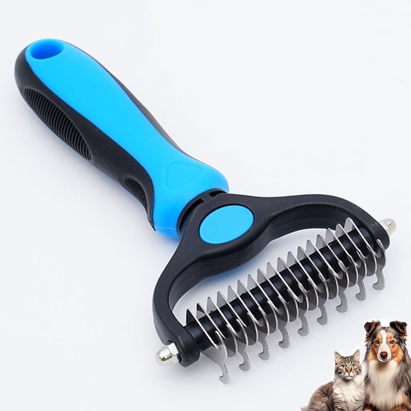 Pet Pro Grooming Tool, Double Sided Undercoat Rake for Dogs & Cats, Professional Deshedding Brush and Dematting Tool for Long & Short Hair Fur