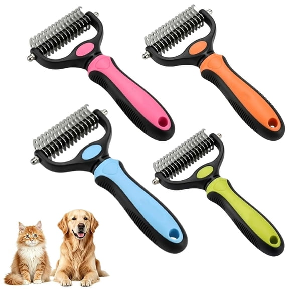 Pet Pro Grooming Tool, Dual-Sided Pet Comb for Dogs & Cats, Professional Deshedding Tool, Pets Hair Remover Shedding, Long Haired Dog Brushes, Undercoat Combs Supplies, Cat Brush Rake