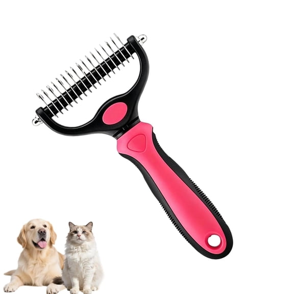 Pet Pro Grooming Tool, Dual-Sided Pet Comb for Dogs & Cats, For Removing Loose Hair, Mats, Tangles & Undercoat