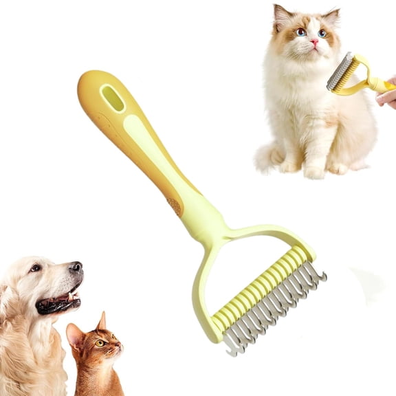 Pet Pro Grooming Tool for Dogs Cats, Double Sided Dematting Comb Pet Detangling Brush for Tangles Knots Loose Fur