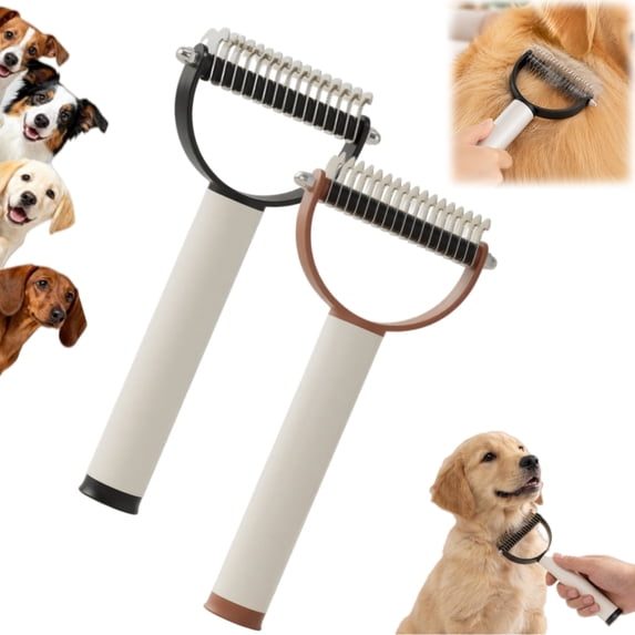Pet Pro Grooming Tool for Dogs, Dual Sided Pet Grooming Comb, Deshedding Brush Removes Tangles Knots,Dematting Comb for Dogs and Cats(2pcs)