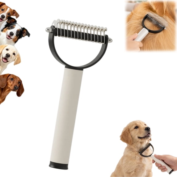 Pet Pro Grooming Tool for Dogs, Dual Sided Pet Grooming Comb, Deshedding Brush Removes Tangles Knots,Dematting Comb for Dogs and Cats(Black)