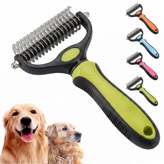 Pet Pro Tool Grooming, Dual Tooth Groom Pro for Dogs, Cat Deshedding Brush, Dog Rake Brush for Shedding, Cats Comb Undercoat Long Hair Knotter Remover, Double Teeth Coat Dual-Sided Professional Tools