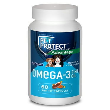 Pet Protect Omega 3 Supplement for M/L Dogs, 60 Snip Tip Capsules