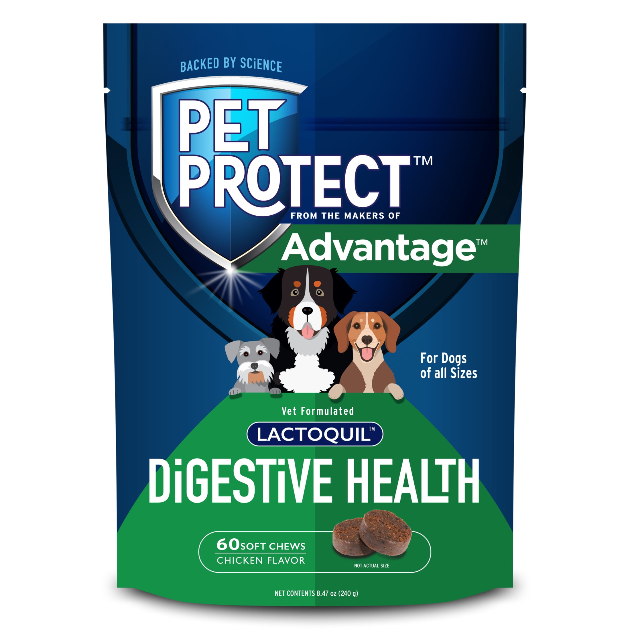 Pet Protect Digestive Health Supplement, Vet-Formulated Lactoquil, Chicken, 60 Soft Chews