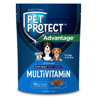 Pet Protect Vet-Formulated Multivitamin for Dogs, 60 Chews with Vitamins & Minerals