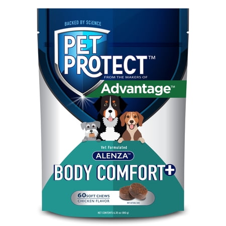 Pet Protect Dog Body Comfort+ Supplement, Vet-Formulated Alenza, Chicken, 60 Soft Chews