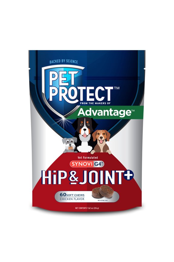 Dog Hip & Joint+ Supplement, Vet-Formulated Synovi G4, Chicken, 60 Soft Chews
