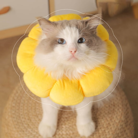 Pet Protective Collar with Cute Flower Shape, Soft Pet Flower Neck Ring for Dog and Cat After Surgery Prevent from Biting & Scratching 10.2x10.2 Inch Yellow