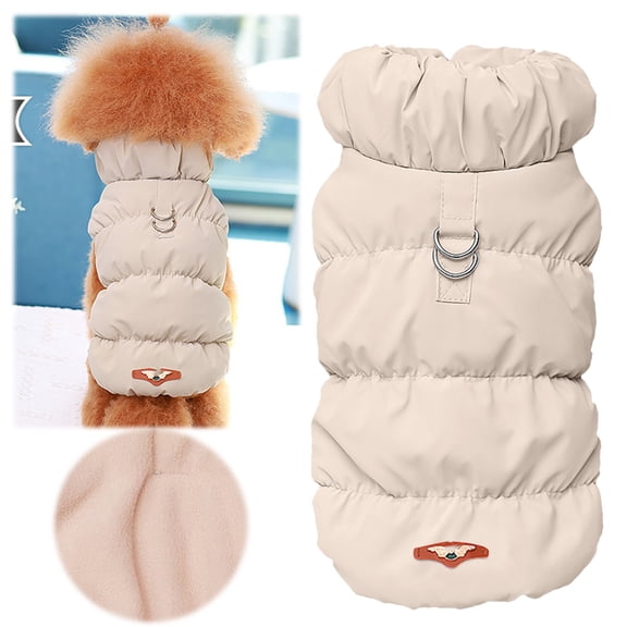 Pet Puffer Vest, Dog Cat Fleece Vest, Winter Warm Windproof Pet Jacket with Harness Hole and Buckle, Cold Weather Dog Coat for Small Medium Dogs Cats