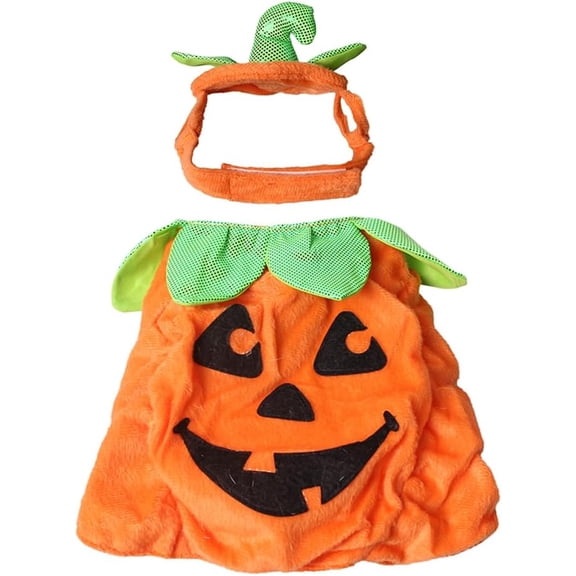 Pet Pumpkin Costume Cat Halloween Hat Cloak Sets Puppy Poncho Dog Halloween Cosplay for Kitty Small Medium Sized Dog