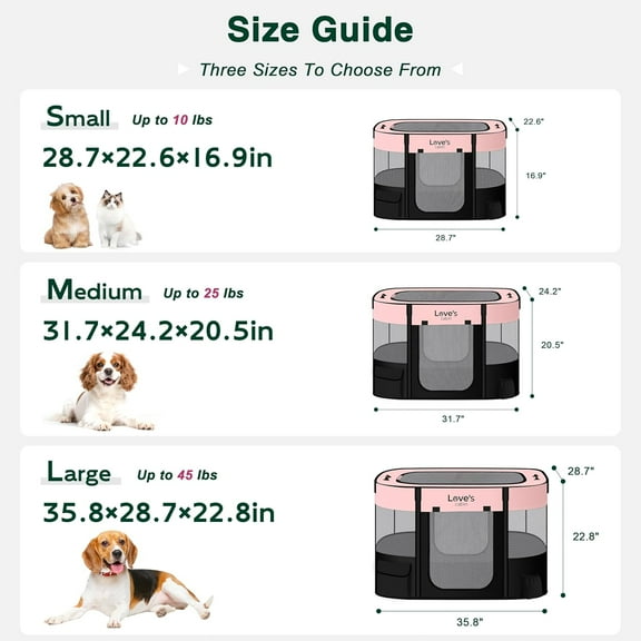 Pet Puppy Dog Playpen, Foldable Pop Up Kennel with Carrying Case, Safe & Easy to Assemble for Small Animals