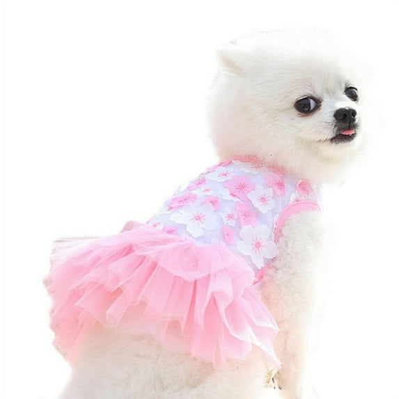 Pet Puppy Dog Princess Dress Pink Purple Bow Lace Tutu Skirt Doggie Dress for Small Dog Cat